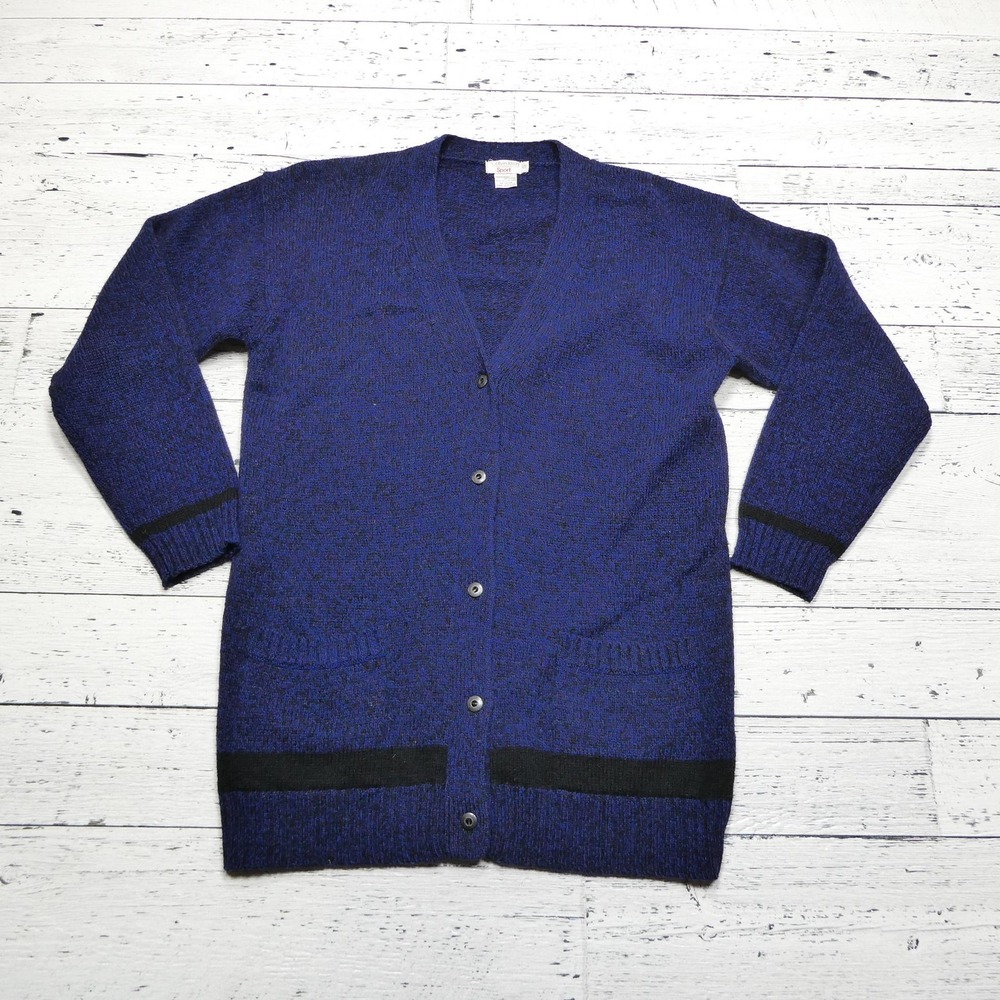 Vintage Calvin Klein Cardigan Sweater Womens M‎ Blue Shetland Wool V-Neck 90s